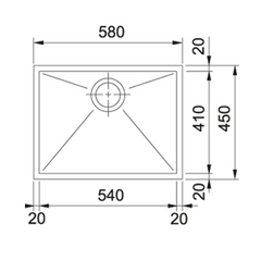 Franke Planar Stainless Steel 540mm Undermount Single Bowl Sink - PZX 110-54