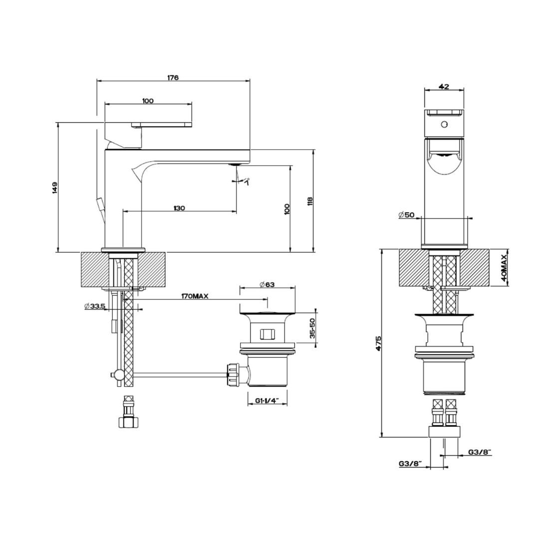 Gessi Venezia single-lever basin mixer 47105031