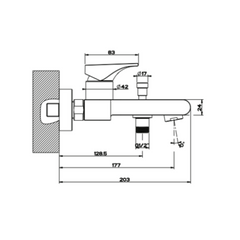 Gessi solferino exposed bath mixer with diverter 49013031