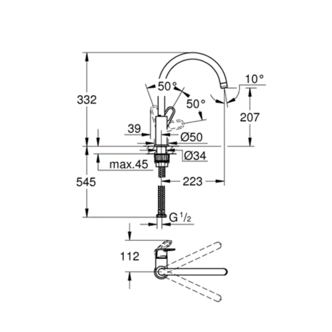 Grohe BauFlow Single-lever sink mixer 31230001