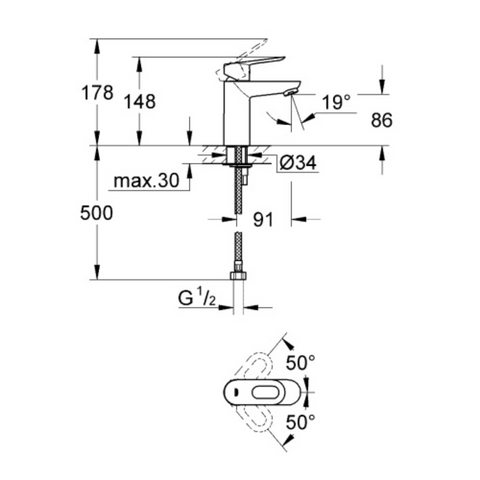 Grohe BauLoop Single-lever basin mixer 1/2" 32854000