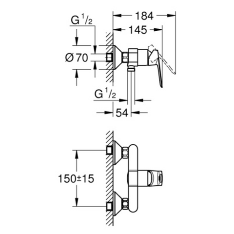 Grohe BauLoop Single-lever shower mixer 1/2" 23634000