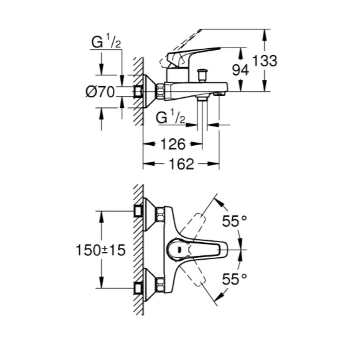 Grohe BauCurve Single-lever basin mixer 1/2" 32848000