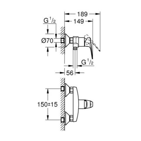 Grohe Bauflow Single-lever shower mixer 1/2" 23632000