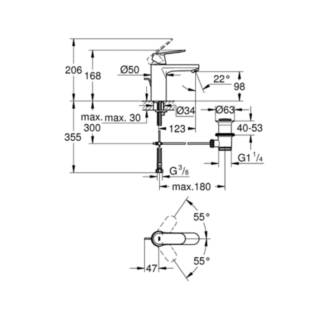Grohe Cosmo Grohe Eurosmart Cosmo Single Lever Mixer - 23325000 - Bathroom Guru