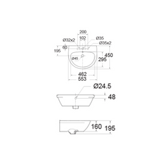 American Standard Neo Modern Wall Hung Washbasin CL0953I-6DACTLW