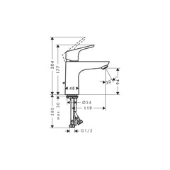 Hansgrohe Single lever basin mixer 100 comes with pop-up waste set 31977009