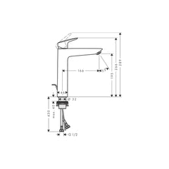 Hansgrohe Logis single lever basin mixer 190, DN15 comes with pop-up waste set G 1-1/4 71299009