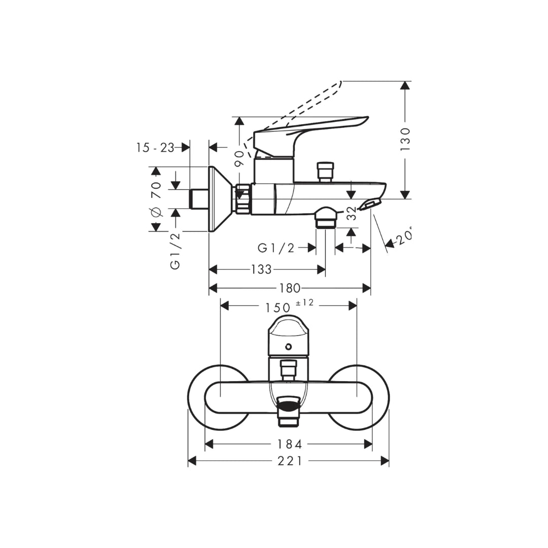 Hansgrohe Logis E Single lever bath mixer  for exposed installation 71434009
