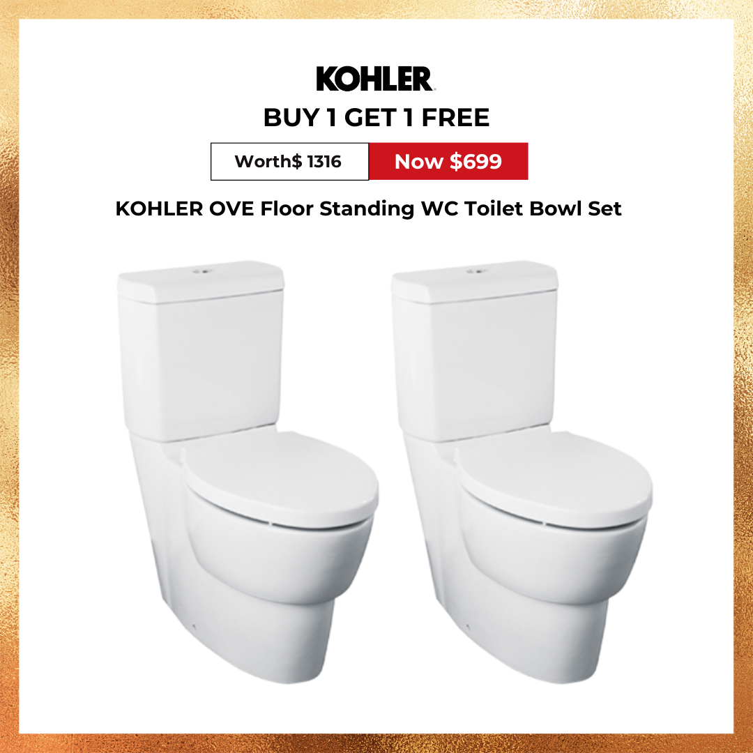 Exclusive Sales Buy 1 Get 1 Free KOHLER Ove 2.6/4L Dual Flush Standing Toilet Bowl WC