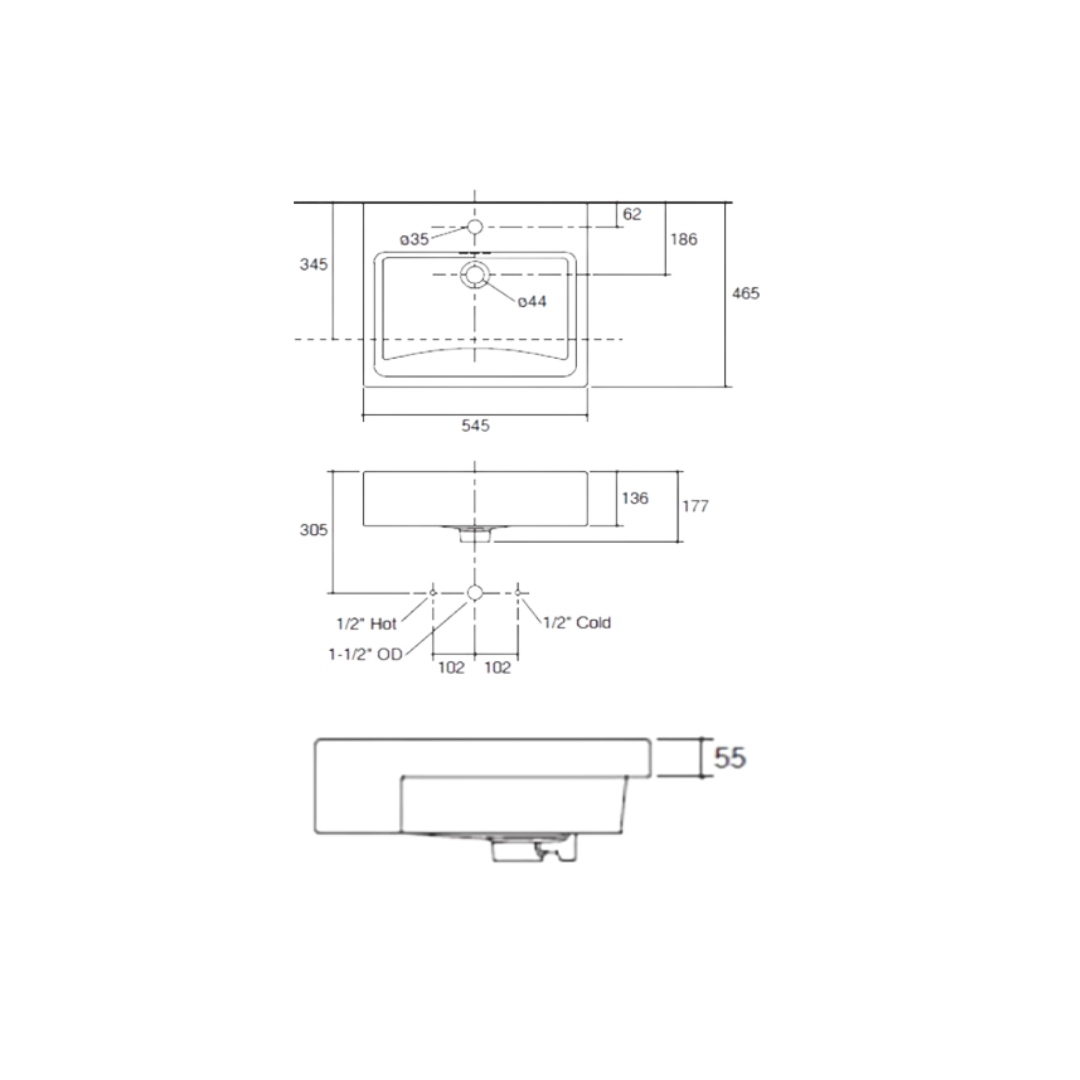 Kohler LADENA Semi-Recessed Basin - 72907K10