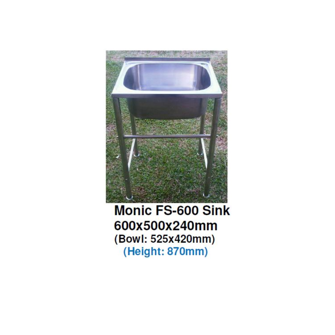 Monic Stainless steel single bowl wall-mount sink with frame MON-FS600-SST