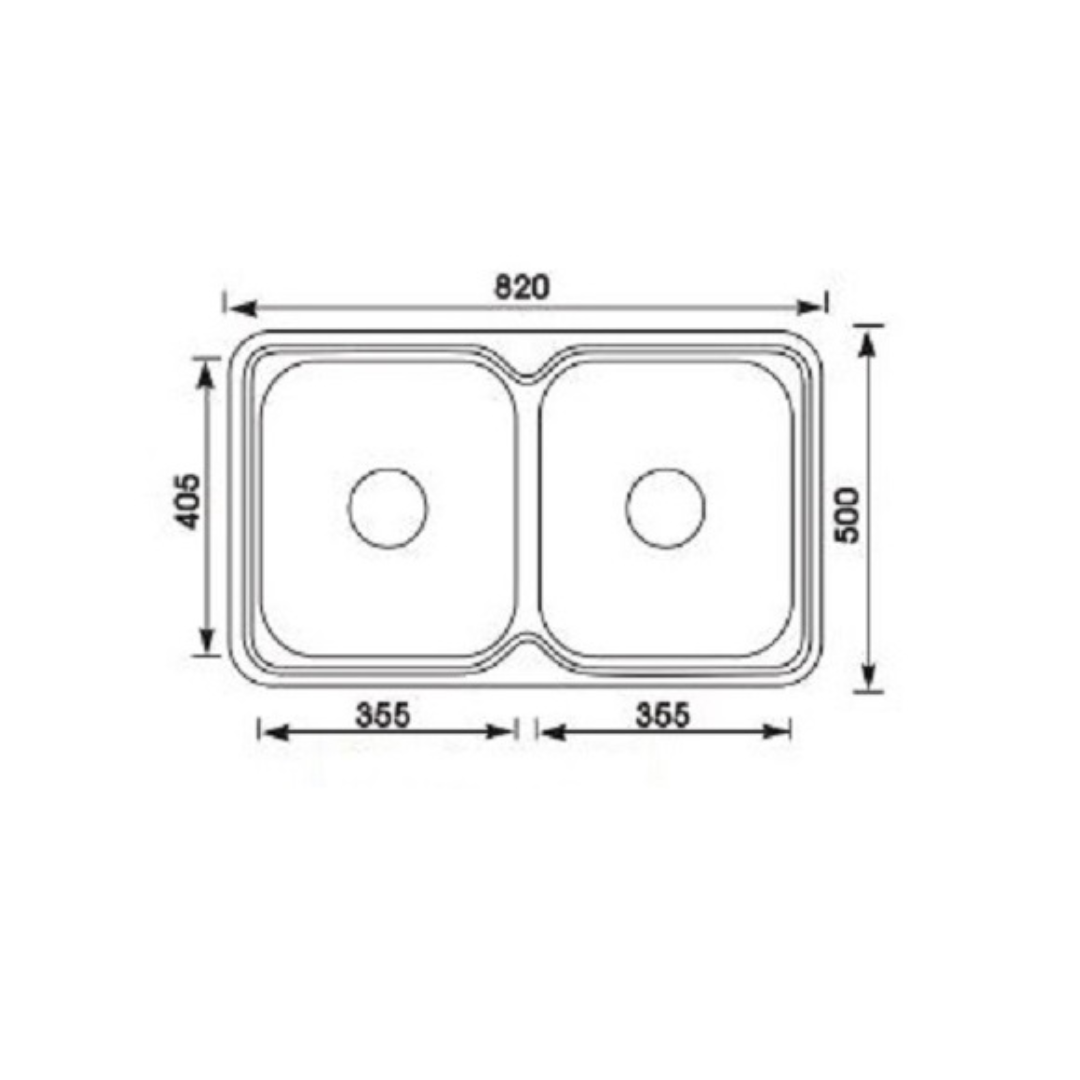 Monic I-820 two-bowl inset sink MON-I820-SST