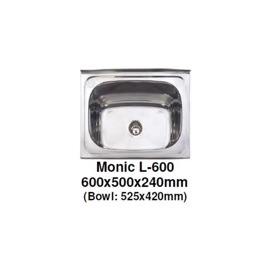 Monic L-sink wall-mount stainless steel sink MON-L600-SST